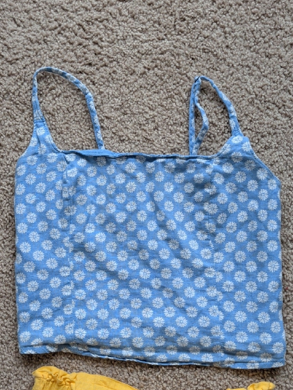 Abercrombie & Fitch Blue Floral Linen Crop Cami Top